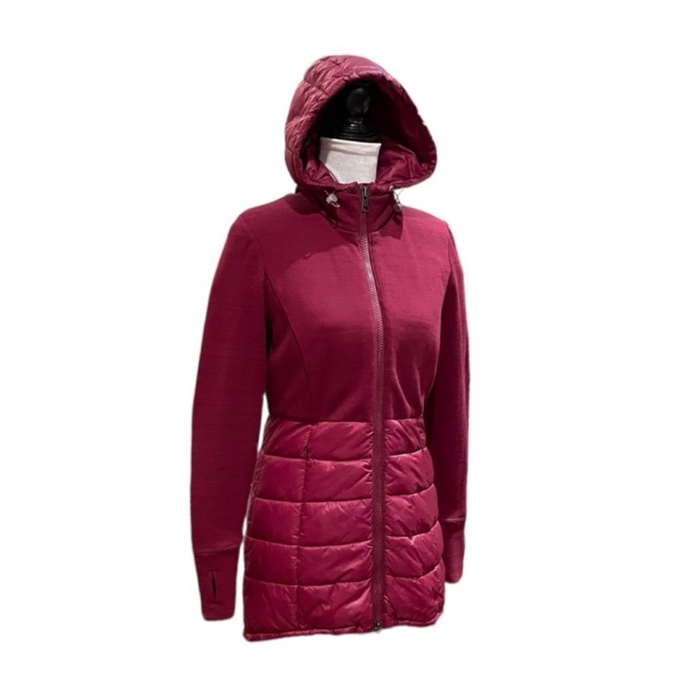 MPG Acent puffer knit zip front wine color hooded gorpcore jacket size medium